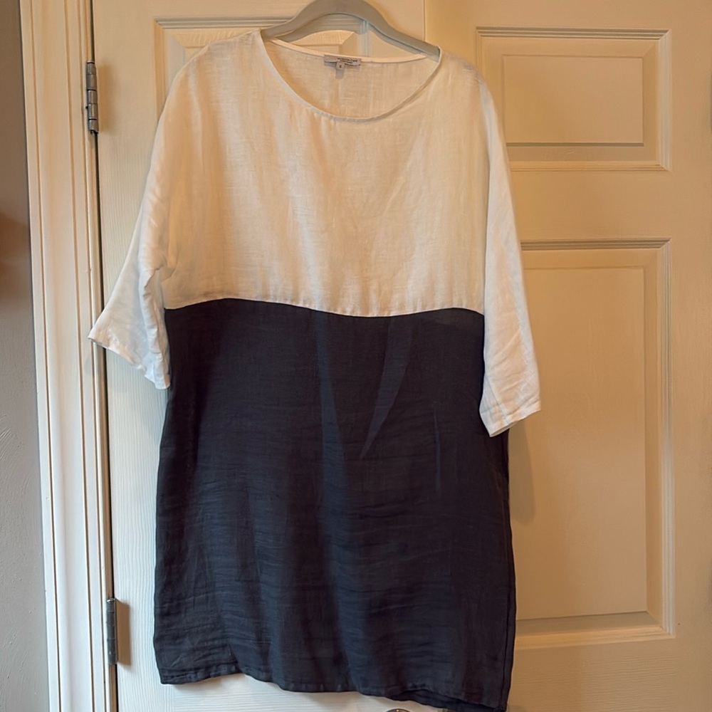 Vanessa Zani color, block linen dress
